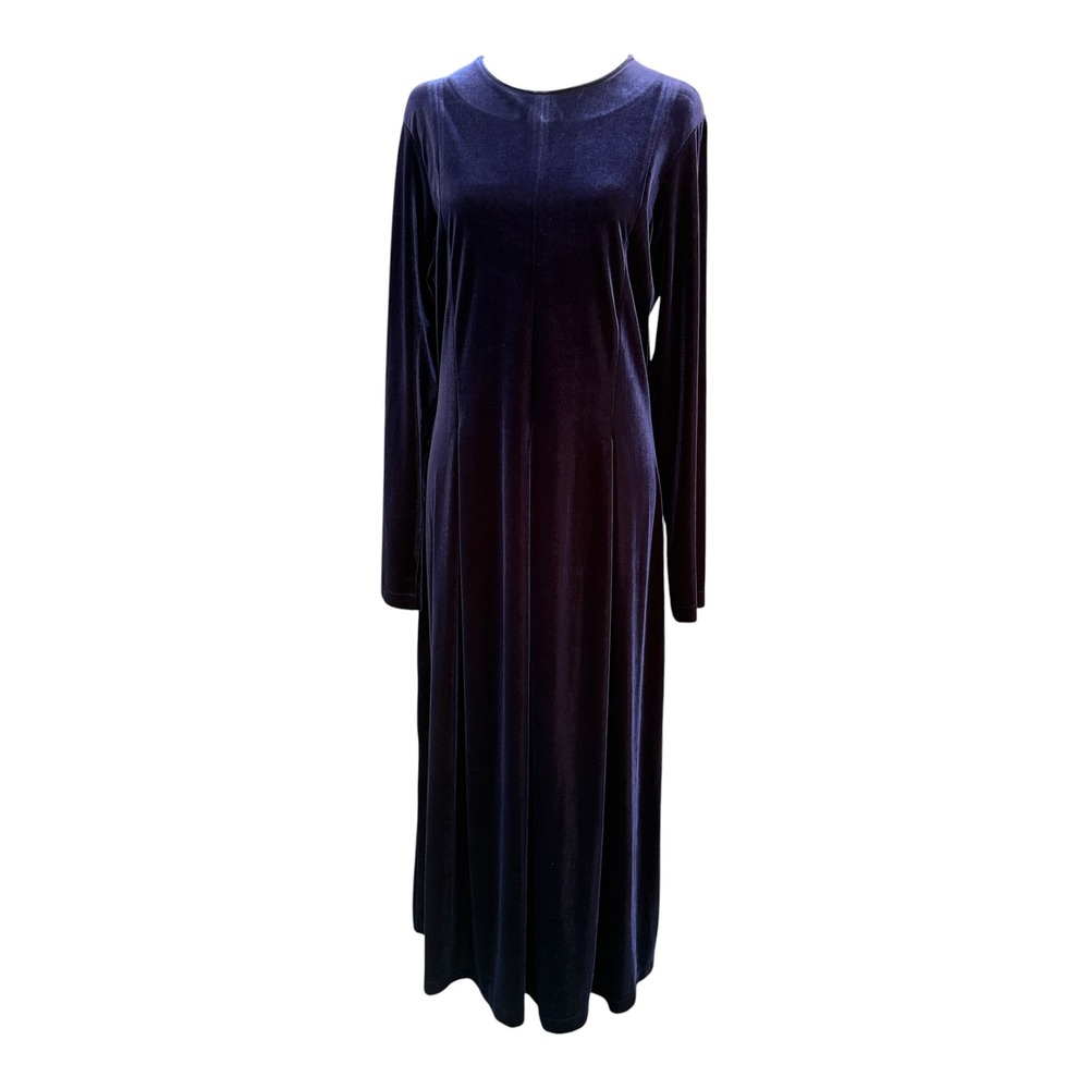 Talbots Velvet Maxi Dress Womens Medium Purple Long Sleeve A-Line Formal Evening
